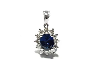 Beautiful Blue Sapphire and Diamond Pendant 14K - Picture 1 of 2