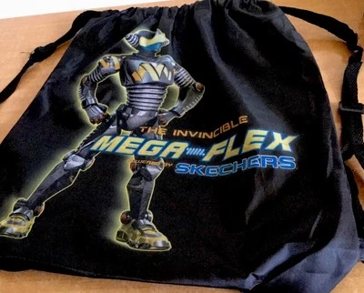 Skechers Bag Drawstring Backpack Sack Nylon The Invincible Mega Flex Black - Image 1 of 4