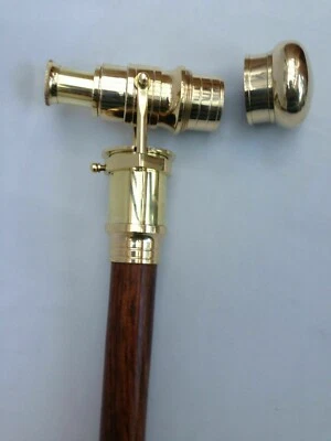 Telescope Handle Nautical Marine Victorian Wooden Walking Stick Brass Cane Gift - Image 1 of 4