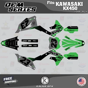 Kit de gráficos para KAWASAKI KX450 (2019-2023) serie OEM - verde - Imagen 1 de 6