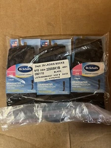WOMEN'S SIZE 4-10 DR. SCHOLL'S GRADUATED COMPRESSION KNEE HIGH SOCKS-3 PACK BS6 - Picture 1 of 2