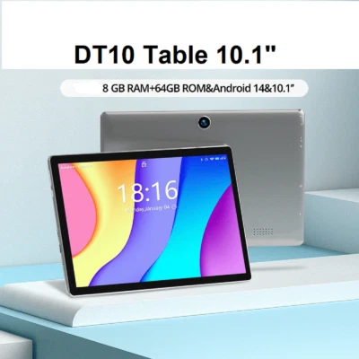 NEW 10.1-inch Android Tablets 8GB+64GB Dual Camera Bluetooth WIFI-Grey - Image 1 of 4