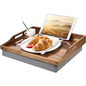 17" Acacia Wood Lap Desk with Detachable Cushion & Phone Holder - Picture 1 of 6