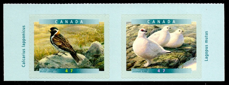 Canada #1892-1893 Can. Birds 47c (2001) Longspur/Ptarmigan, pair from BP, MNH - Image 1 of 1