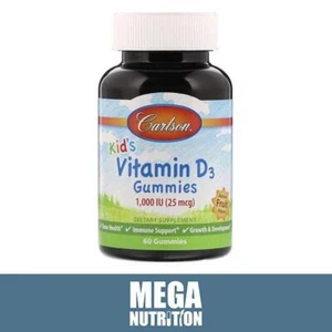 Carlson Labs Kid's Vitamin D3 Gummies | 25mcg|1000 IU Natural Flavor| Fiber Gum - Picture 1 of 2