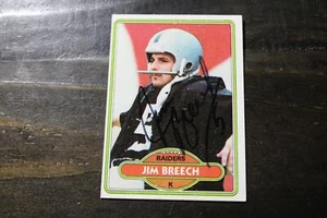 TARJETA AUTOGRAFIADA DE JIM BREECH OAKLAND RAIDERS - Imagen 1 de 1