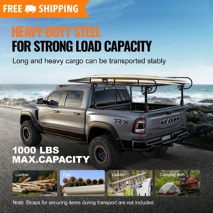 Truck Ladder Rack 1000 LB Capacity, Adjustable, No-Drill, Over-Cab Cargo Carrier - Picture 1 of 8