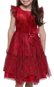 Jona Michelle Little Girl's Festive Sparkling Fit & Flare Fanciful Dress-Size-5 - Picture 1 of 7
