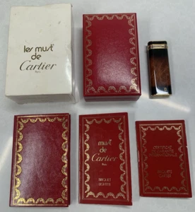 Must de Cartier Trinity 18K Gold Plated Brown Flame Lacquer Briquet Lighter - Picture 1 of 8