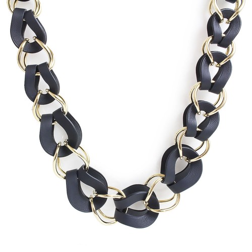 HERMÈS Collana HERMES Virevolte pelle di vitello veloce e metallo indaco blu e nero