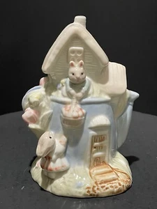 Bunny Rabbits in a Watering Can Figurine Statue Easter Nursery Granny Core Mom - Picture 1 of 22