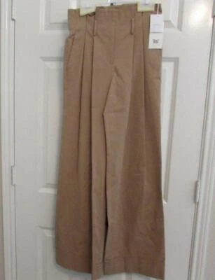 VALE LA PENA Mujer 2 Caqui Llama Fondo Ancho Cinturón Pliegues Elásticos Pantalones NUEVO Foto 1 de 4