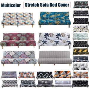 Stretch Armless Sofa Bed Futon Slipcover Elastic Folding Couch Cover Multicolor - Picture 1 of 330
