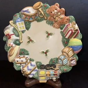 Fitz and Floyd Essentials Hand Painted China Plate Christmas Toys Decoration 8.5 - Picture 1 of 6