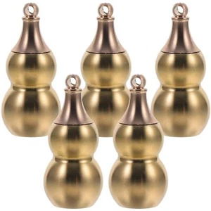 5 Pcs Chinese Gourd Feng Shui Brass Wu Lou Keychains with five Coins Calabash - Picture 1 of 9