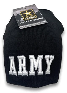 Gorro corto con texto del ejército de Estados Unidos con licencia oficial militar cálido grueso sombrero de invierno - Imagen 1 de 11