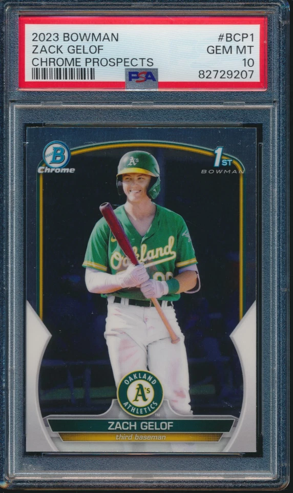 PSA 10 ZACH/ZACK GELOF 1st 2023 Bowman Chrome Prospects Oakland A's RC GEM MINT - Image 1 of 3