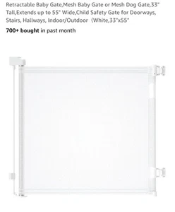 VERASTE RETRACTABLE BABY GATE 55" WIDE 33" White - Picture 1 of 12