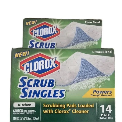2X CLOROX SCRUB Single Kitchen Pad Citrus Blend 14 Pads NEW Discontinued SEALED - Image 1 of 3