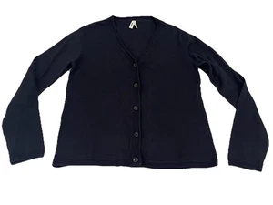 Pact Airplane Cardigan Women Small Black Organic Cotton Open Pockets NWOT - Picture 1 of 7