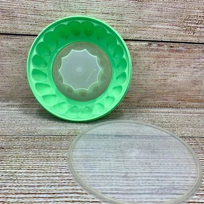 Tupperware Jello Mold Green Jel Ring Mold 1201-12 1202-5 & Lid 1203-3 Vintage - Image 1 of 4