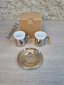2 Cups e 2 Saucers Stainless Steel and Ceramic 80's Lavazza Carmencita tazzine - Picture 1 of 8