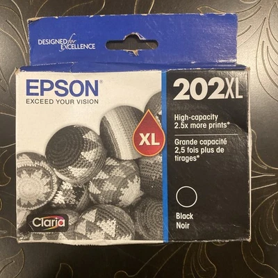 NEW Genuine Epson 202XL Black Ink Cartridge High Yield EXP 08/2023 OEM - Image 1 of 3