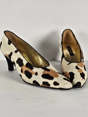 Vintage Escada CowHide Leather Fancy Heel pumps  - Image 1 of 4