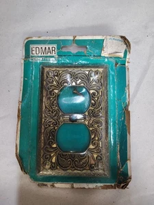 Vintage Edmar Creation Metall Messing Optik Steckdosenabdeckung NOS 031 495 - Bild 1 von 8