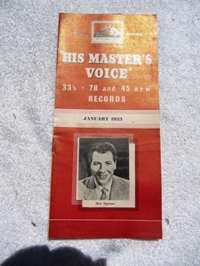 Jan 1953 HIS MASTER'S VOICE Supplement MAX BYGRAVES Record Overseas CATALOG LP - Picture 1 of 3