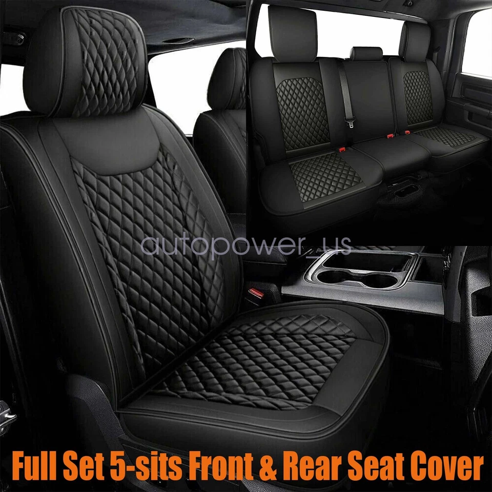 Full Surround Set For Infiniti Car 5-Seat Cover Faux Cushion Seat Covers Black Foto 1 de 4