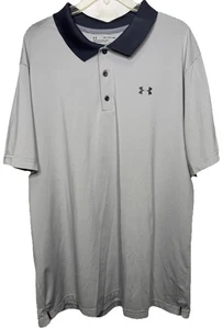 Under Armour HeatGear Polo Shirt Mens 2XL Gray Striped Loose Fit Golf - Picture 1 of 8
