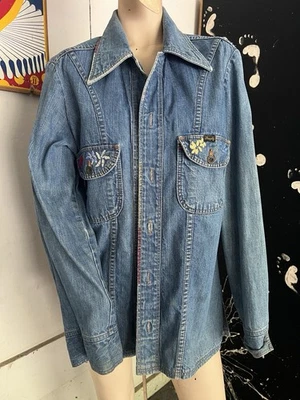 Vintage 70s Wrangler Jean Jacket Bicentennial 1976 Wrapid Transit Embroidered  - Image 1 of 4