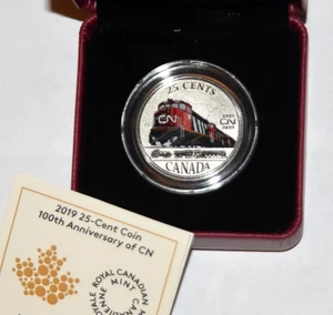 2019 Canada 25 cent Colored Coin 100th Anniversary of CN Colourized BOX COA - Picture 1 of 4