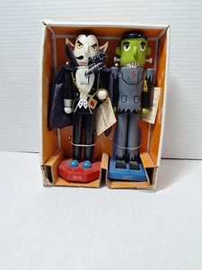 Halloween Nutcrackers Set Of 2 Dracula Frankenstein Limited Edition 2010 Target - Picture 1 of 3
