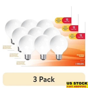3 Pack LED Light Bulbs 40W Equivalent Dimmable Soft White G25 Globe E26 Base New - Picture 1 of 9