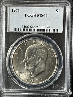 1971 Eisenhower  Dollar PCGS MS64  25089878 - Image 1 of 2