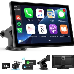 9'' Portable Car Stereo Radio Wireless CarPlay Android Auto Monitor Touch Screen - Picture 1 of 6