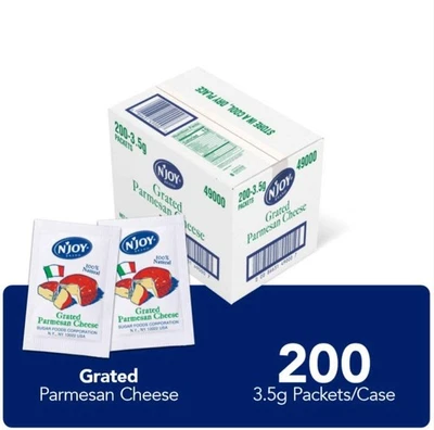 N'Joy Grated Parmesan Cheese | 3.5g Packets, 200 Count | Single Serve Portion | - Image 1 of 4