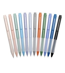 New .7mm Black Ink Ballpoint Pens Silicone Soft Grip Set Of 12 - Picture 1 of 4