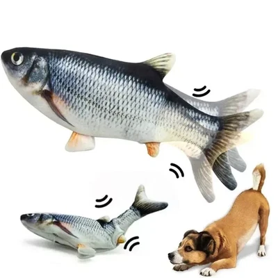 Floppy Cat Dog Toy Fish USB Rechargeable Interactive Grinding Pet Chew Gift