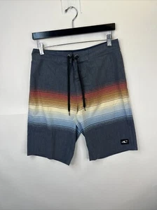 O’Neil Boardshorts Adult 28 Grey Multicolor Stripe Beach Swim Surf Men A52 - Picture 1 of 10