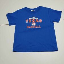 Texas Rangers Fruit Of The Loom Boys T-Shirt Blue Red Crew Neck Short Sleeve 2/4