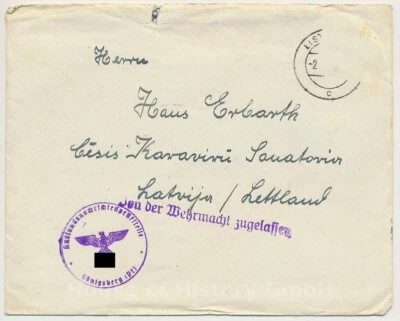 130017, Interniertenpost, Lettland Auslandsnachrichtenprüfstelle Königsberg 1939 - Bild 1 von 4