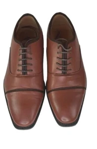 Mens Size 9 Shoes Henry Ferrera Mitch Brown Square Toe Oxford Dress Shoes-Nice - Picture 1 of 10