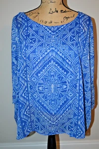 Ruby Rd. Blue Print Top w Attached Under Tank - M - Picture 1 of 2