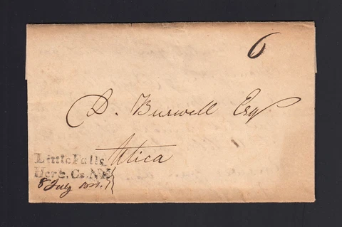 NEW YORK: Little Fall/Herc. Co., NY 1831 FANCY STRAIGHT LINE To Utica Cover