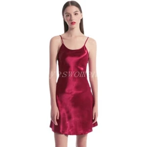 Women Silky Satin Full Slip Camisole Nightgown Sleepwear Lingerie Dress Chemise - Picture 1 of 25