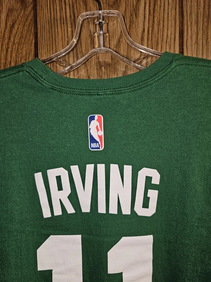Boston Celtics Kyrie Irvin Medium Mens Green Double-sided Graphic Logo Tee NBA - Image 1 of 4