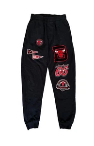 Chicago Bulls Sweatpants Men’s Black NBA Basketball Sport Jogger Size Medium - Picture 1 of 6